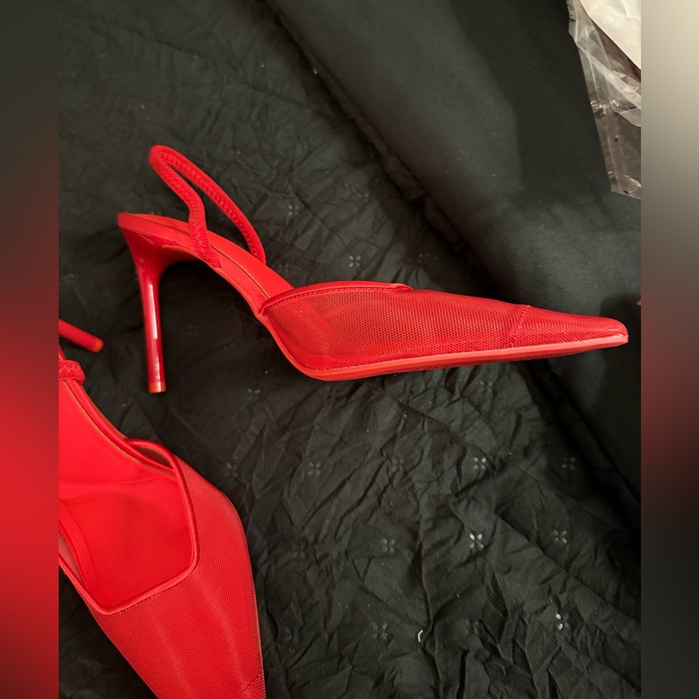 Red Mesh Stiletto Heels